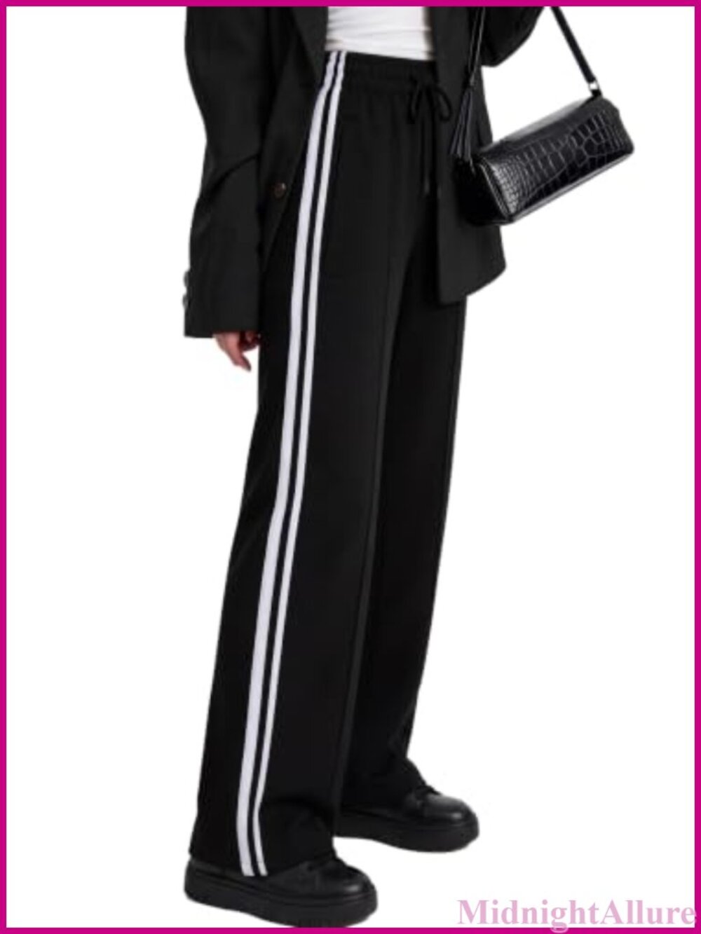 Safort Wide Leg Track Pants Zipper Pockets Sweatpants Jogger Running